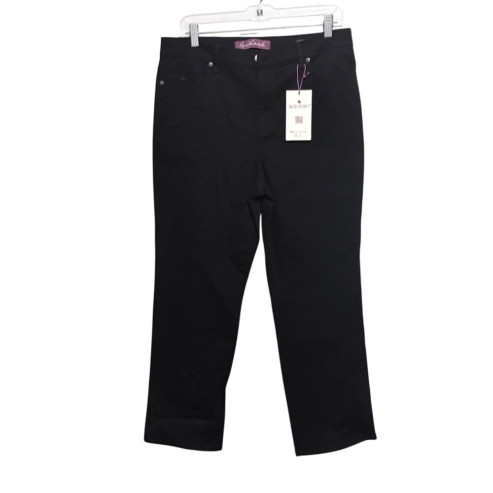 Gloria Vanderbilt Amanda Slimming Jeans Black Straight Leg 14P Short NWT